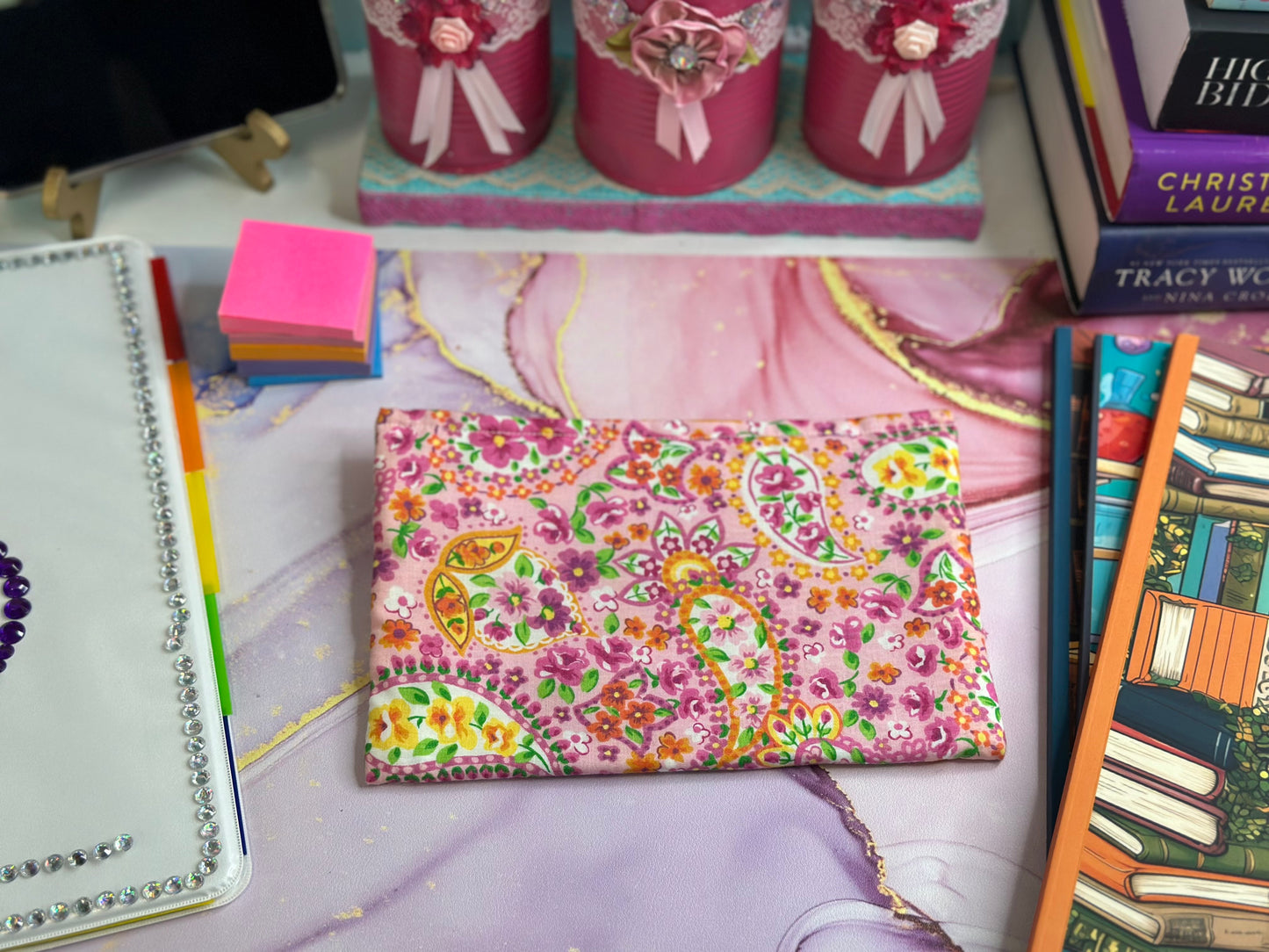 Hand-Made Pink Floral Pencil Pouch